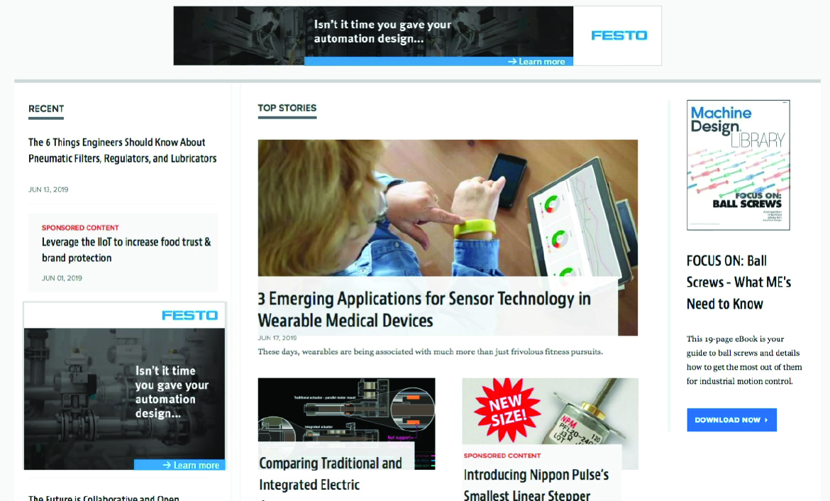Festo web banners within a technical web page