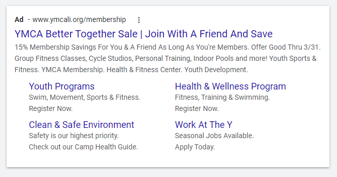 YMCA Google Search