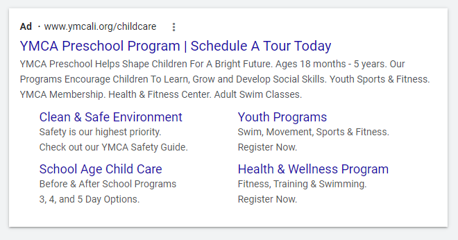 YMCA Google Search 2